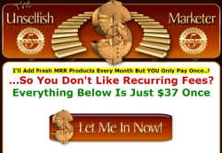 UnselfishMarketer.com MRR  Membership Pays 51% Affiliate Commission While Updates Monthly So Easier To Sell